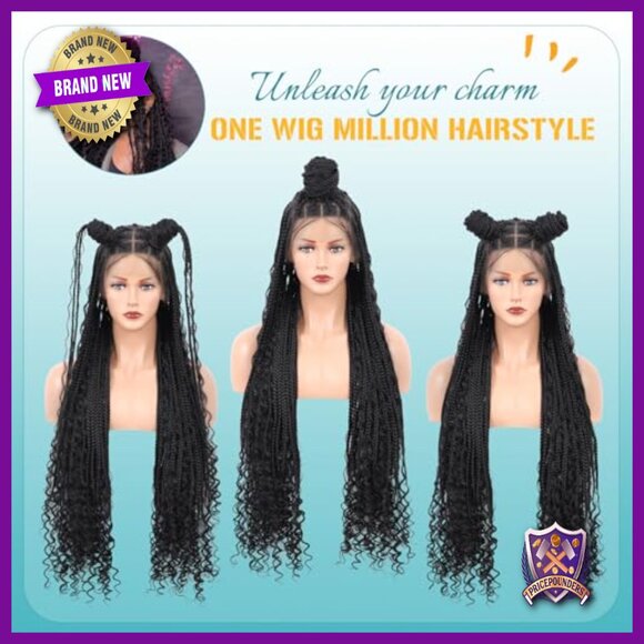 36 Inch Knotless Boho Braided Wig with HD Lace Front and Baby Hair main image 5